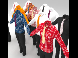 full outfit - shirt - pant - tie - 11 colors 3D 모델