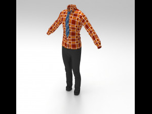 full outfit - shirt - pant - tie - 11 colors 3D 모델