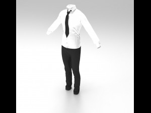 full outfit - shirt - pant - tie - 11 colors 3D 모델