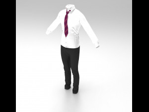 full outfit - shirt - pant - tie - 11 colors 3D 모델