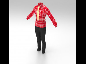 full outfit - shirt - pant - tie - 11 colors 3D 모델