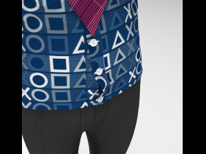 full outfit - shirt - pant - tie - 11 colors 3D 모델