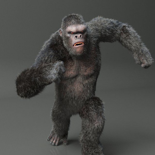 3d rigged gorilla king kong 3D 模型 .c4d .max .obj .3ds .fbx .stl .blend 