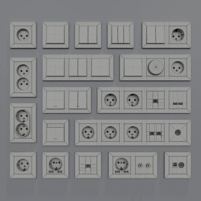 electric socket collection 3D Модель .c4d .max .obj .3ds .fbx .stl .blend 