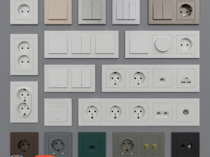 electric socket collection 3D Model