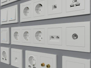 electric socket collection 3D Model