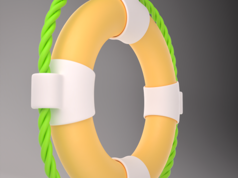 Stylized Life Preserver 3D Model