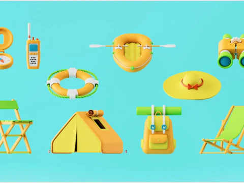 Peralatan Perjalanan Bergaya Model 3D