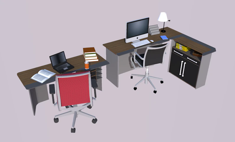 collection office desks chehoud collection gray and wood 3D Model .c4d .max .obj .3ds .fbx .stl .blend 