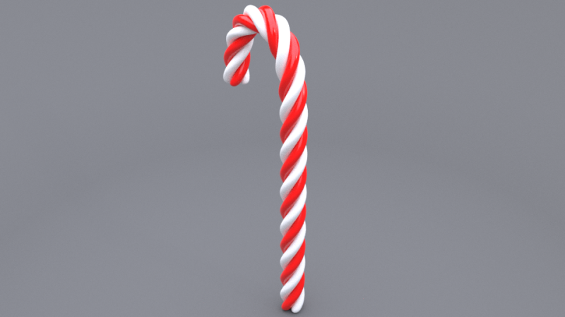 Candy cane 3D Model .c4d .max .obj .3ds .fbx .stl .blend 