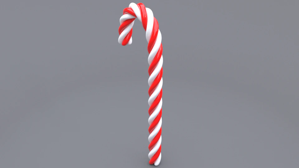 Candy cane 3D Model .c4d .max .obj .3ds .fbx .stl .blend 