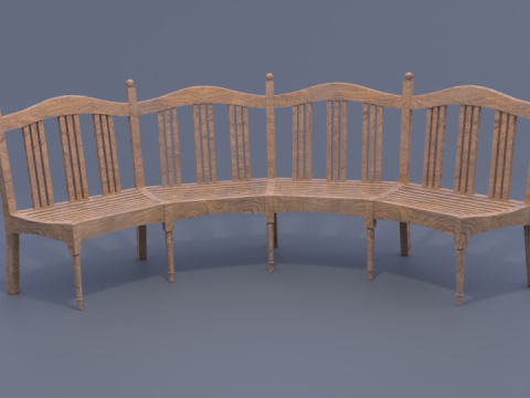 Curve wooden chair 3D Model