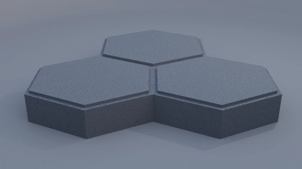 Triple hexagon paving block 3D Model .c4d .max .obj .3ds .fbx .stl .blend