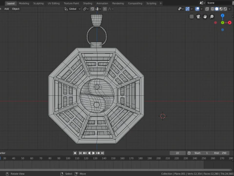 Bagua pendant 3D Model