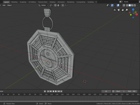 Bagua pendant 3D Model