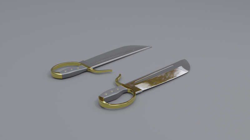Wingchun butterfly sword 3D Model .c4d .max .obj .3ds .fbx .stl .blend 