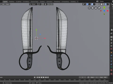 Wingchun butterfly sword 3D Model