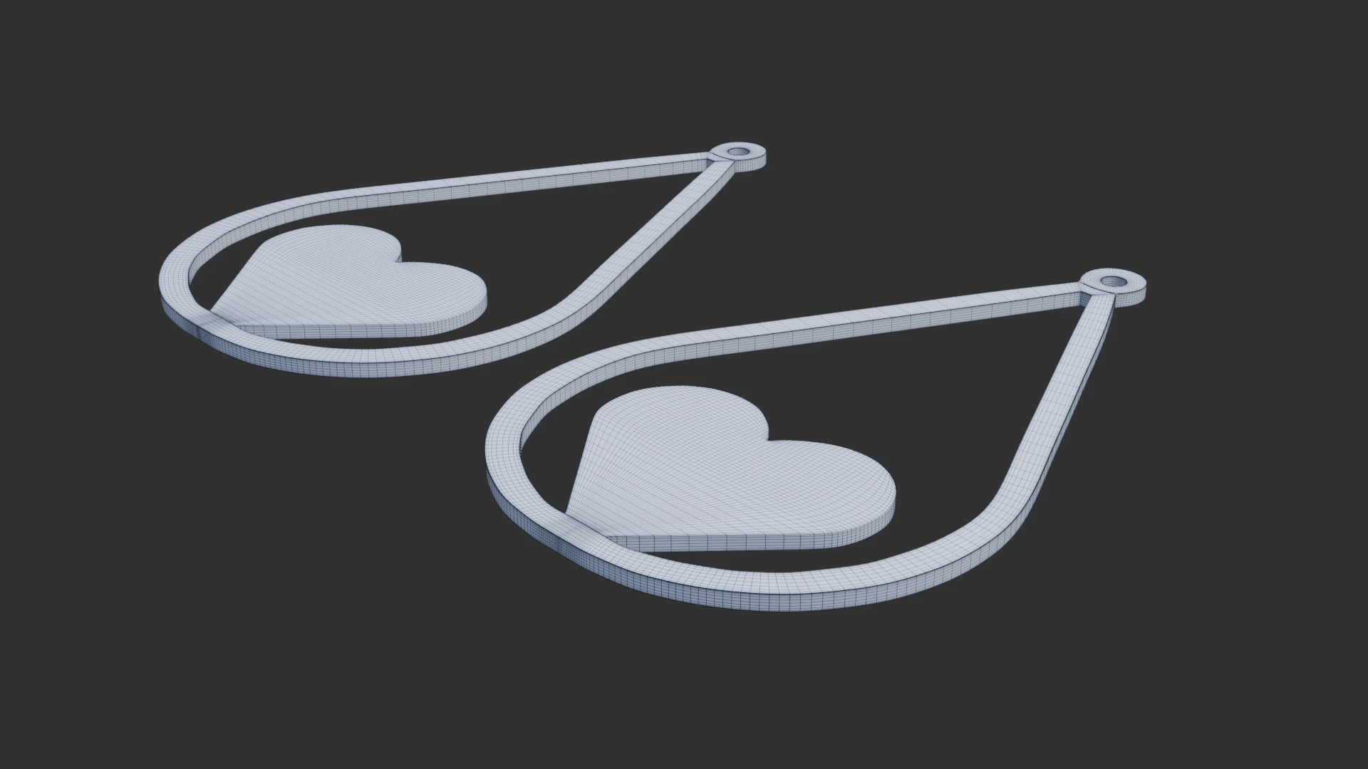 Love pattern earrings 3D Model .c4d .max .obj .3ds .fbx .stl .blend 