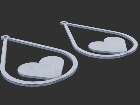 Love pattern earrings 3D Model