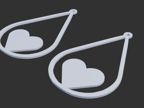 Love pattern earrings 3D Model