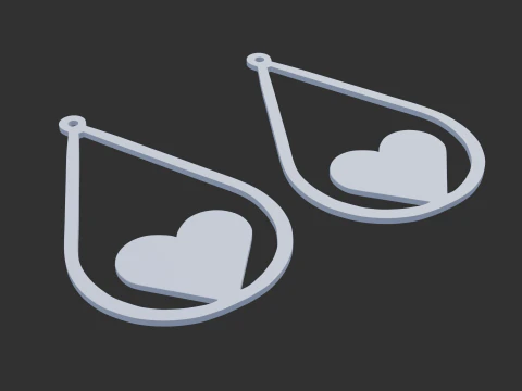 Love pattern earrings 3D Model