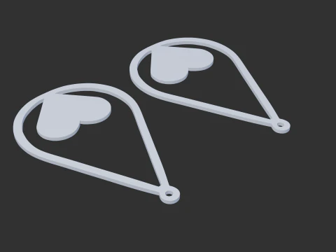 Love pattern earrings 3D Model
