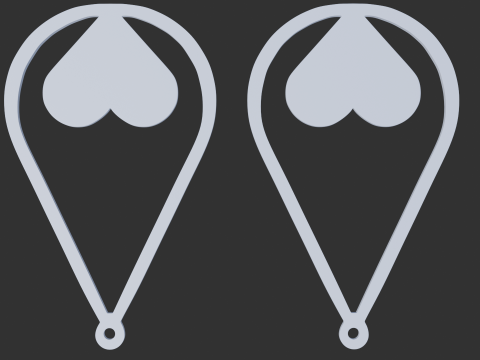 Ohrringe mit Liebesmuster 3D Modell