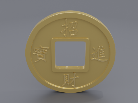 Chinese gold coin 3D Model