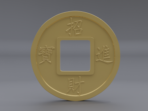 Chinese gold coin 3D-Modell