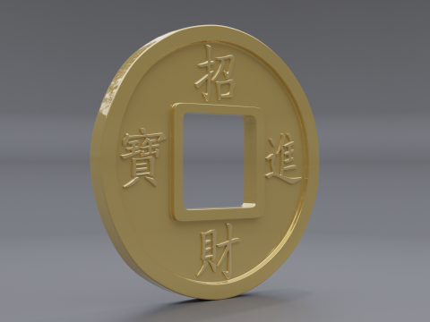 Chinese gold coin 3D-Modell