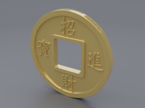 Chinese gold coin 3D-Modell