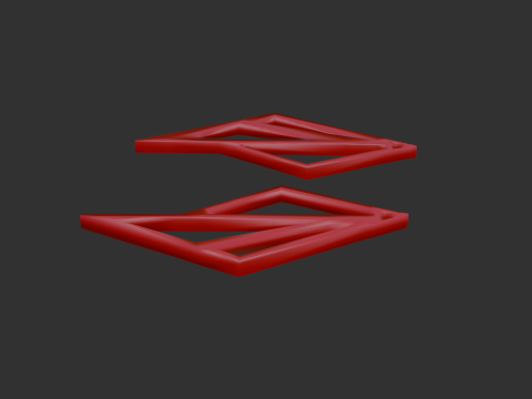 モダンな幾何学模様のイヤリング 3Dモデル