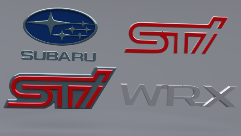 Subaru logo set Model 3D .c4d .max .obj .3ds .fbx .stl .blend 