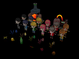 Personajes de juegos 3D de bajo pol&iacute;gono. Modelo 3D