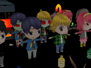 Personajes de juegos 3D de bajo pol&iacute;gono. Modelo 3D