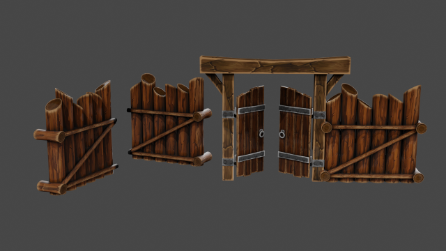 wooden fence 01 3D Модель .c4d .max .obj .3ds .fbx .stl .blend 