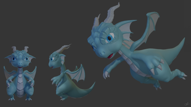 dragon chibi 3D Model .c4d .max .obj .3ds .fbx .stl .blend 