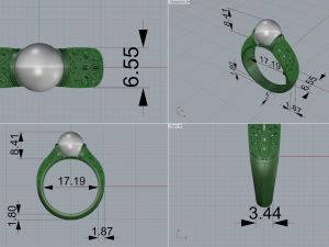 gold ring with pearl Modelo 3D