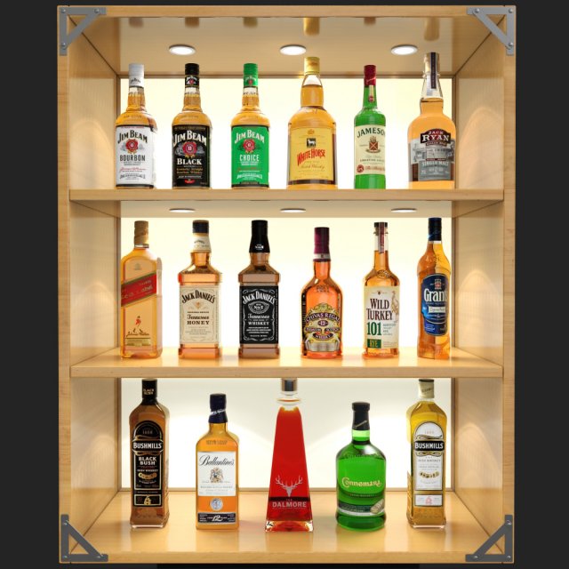whiskey bar set 3D Модель .c4d .max .obj .3ds .fbx .stl .blend 