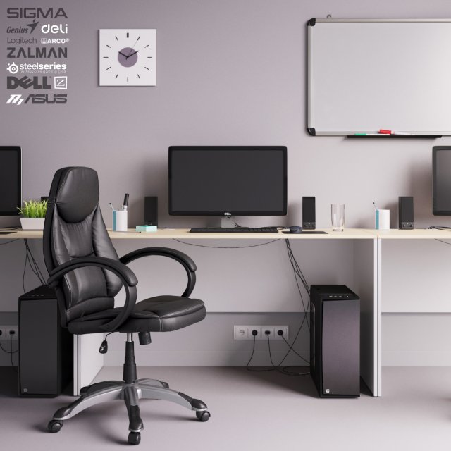 workplace office set Modelo 3D .c4d .max .obj .3ds .fbx .stl .blend 
