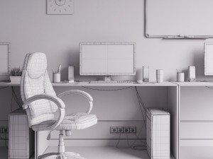 workplace office set Modelo 3D