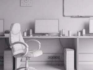 workplace office set 3D Model