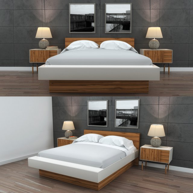 bedroom set 3D Model .c4d .max .obj .3ds .fbx .stl .blend 