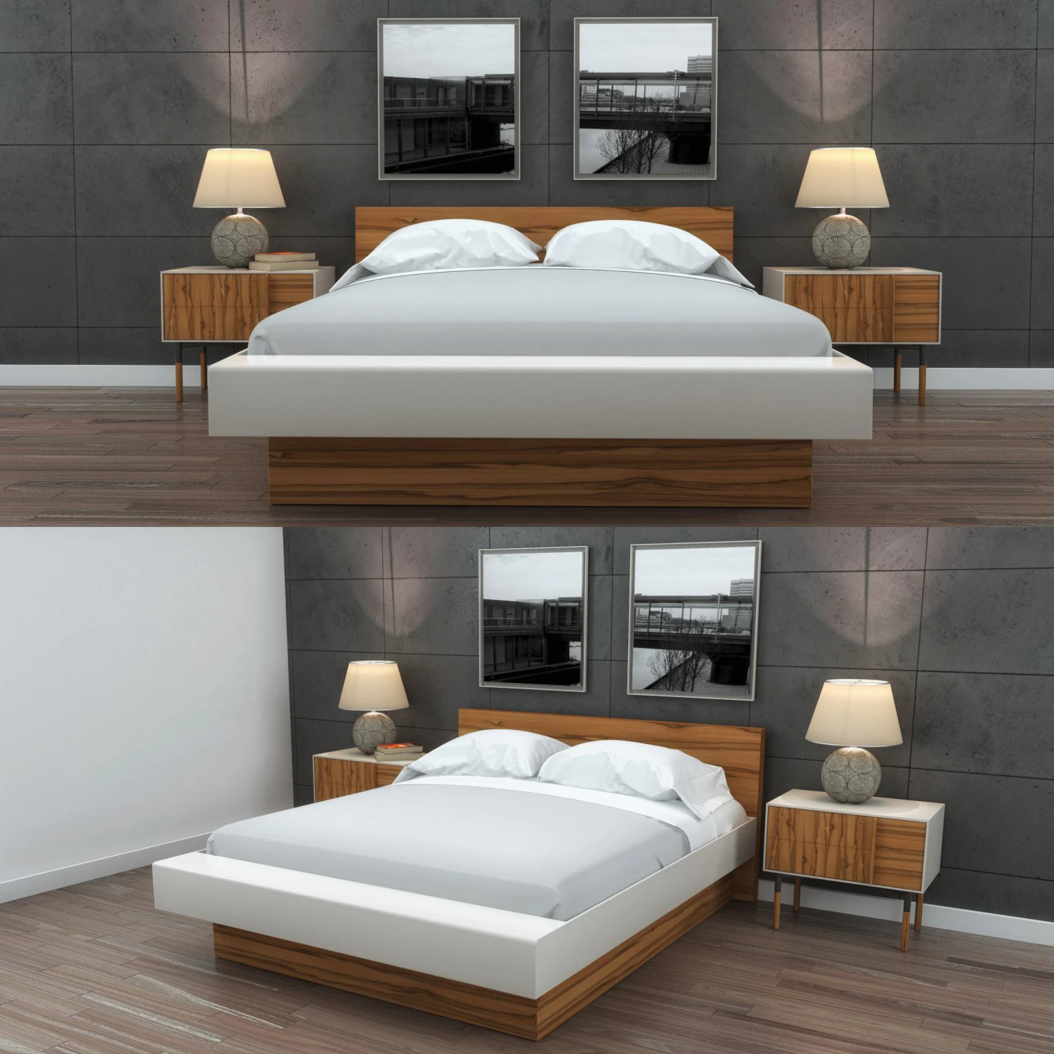 bedroom set 3D Model .c4d .max .obj .3ds .fbx .stl .blend