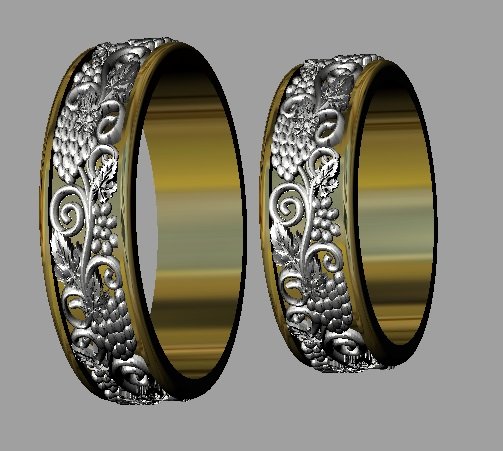 grape wedding rings 3D 프린트 모델 .c4d .max .obj .3ds .fbx .stl .blend