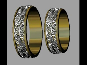 виноградные обручальные кольца 3D Принт Модель