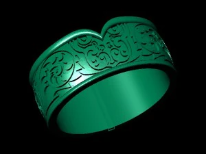 带猫头鹰和珐琅的结婚戒指 3D 打印模型