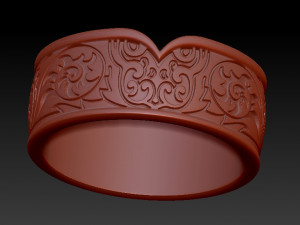 wedding ring with owl and enamel 3D Print Model