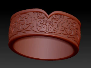 wedding ring with owl and enamel 3D Print Model