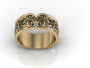 wedding ring with owl and enamel 3D Print Model